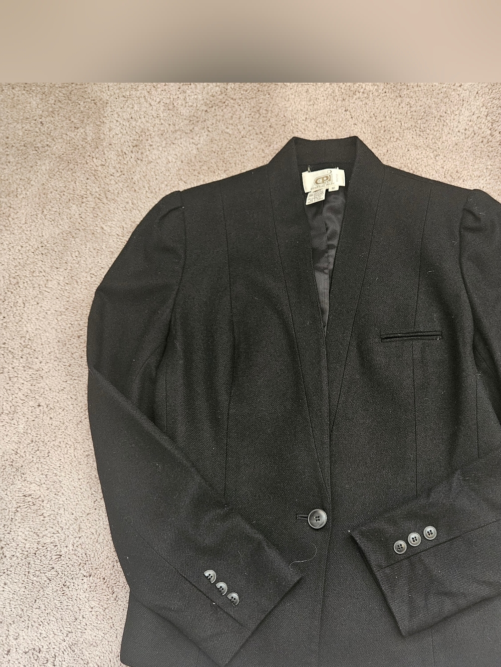 Central Park Vintage Black 100% Wool Jacket Blazer Size 10 Classic Preppy NY